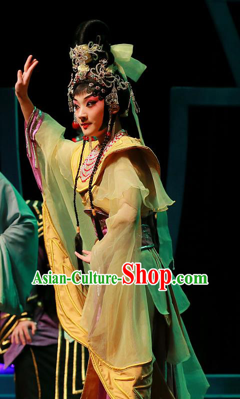 Chinese Beijing Opera Young Beauty Garment Xi Zi Zai Wang Costumes and Hair Accessories Traditional Peking Opera Actress Dress Hua Tan Apparels