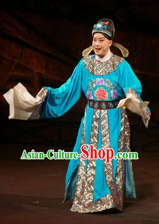 Wu Qi Chinese Peking Opera Young Male Apparels Costumes and Headpieces Beijing Opera Scholar Garment Xiaosheng Clothing