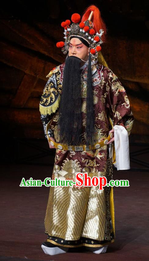 Wu Qi Chinese Peking Opera Martial Male Apparels Costumes and Headpieces Beijing Opera Military Officer Garment General Clothing