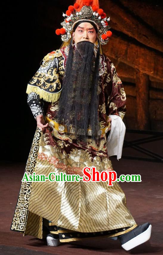 Wu Qi Chinese Peking Opera Martial Male Apparels Costumes and Headpieces Beijing Opera Military Officer Garment General Clothing