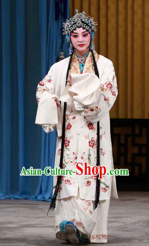Chinese Beijing Opera Hua Tan Garment Zhou Ren Xian Sao Costumes and Hair Accessories Traditional Peking Opera Distress Maiden Dress Young Female Apparels