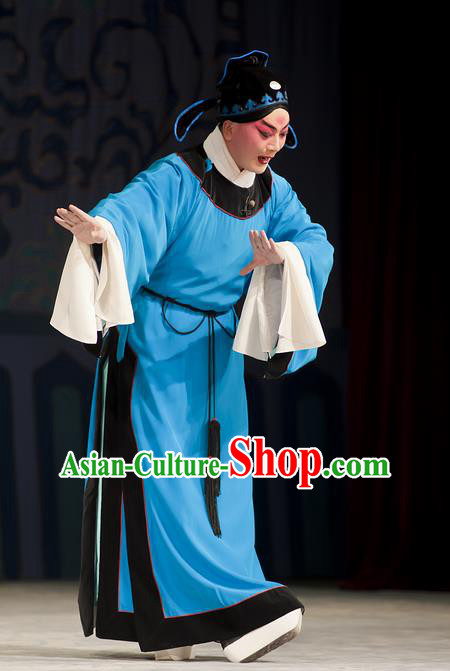 Zhou Ren Xian Sao Chinese Peking Opera Niche Apparels Costumes and Headpieces Beijing Opera Xiaosheng Garment Young Male Blue Clothing
