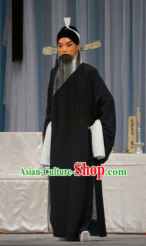 Mu Yang Juan Chinese Peking Opera Distress Male Apparels Costumes and Headpieces Beijing Opera Minister Garment Laosheng Liu Zhiyuan Clothing