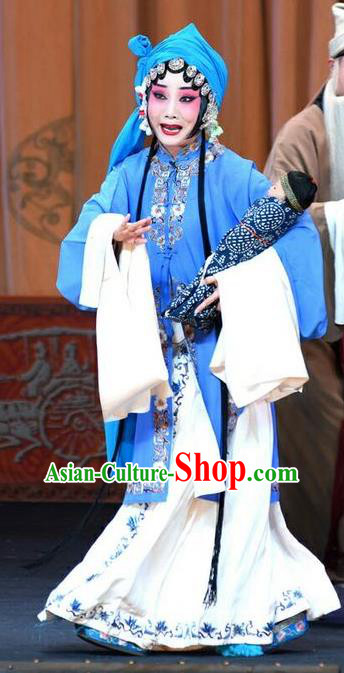 Chinese Beijing Opera Diva Garment Li Sanniang Costumes and Hair Accessories Traditional Peking Opera Young Mistress Dress Distress Maiden Apparels
