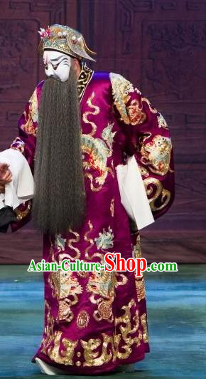 Ye Zhu Lin Chinese Peking Opera Painted Face Apparels Costumes and Headpieces Beijing Opera Elderly Male Garment Grand Commandant Gao Qiu Clothing