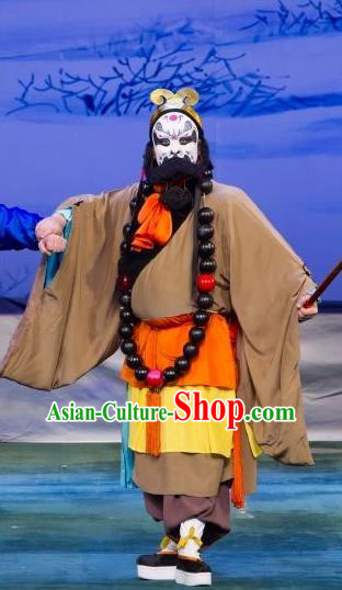 Ye Zhu Lin Chinese Peking Opera Monk Lu Zhishen Apparels Costumes and Headpieces Beijing Opera Swordsman Garment Hero Clothing