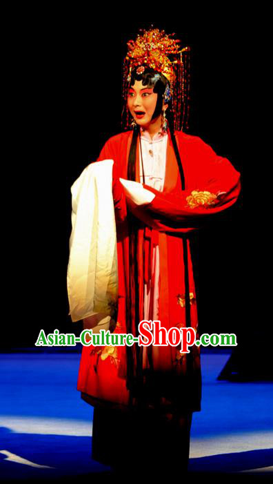 Chinese Beijing Opera Bride Tang Wan Garment Costumes and Hair Accessories Traditional Peking Opera Actress Dress Young Mistress Wedding Apparels