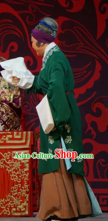 Chinese Beijing Opera Laodan Garment Legend of Xu Mu Costumes and Hair Accessories Traditional Peking Opera Pantaloon Dress Elderly Female Apparels