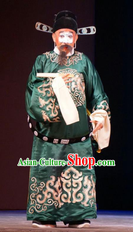 Legend of Xu Mu Chinese Peking Opera Minister Cheng Yu Apparels Costumes and Headpieces Beijing Opera Official Garment Clown Clothing
