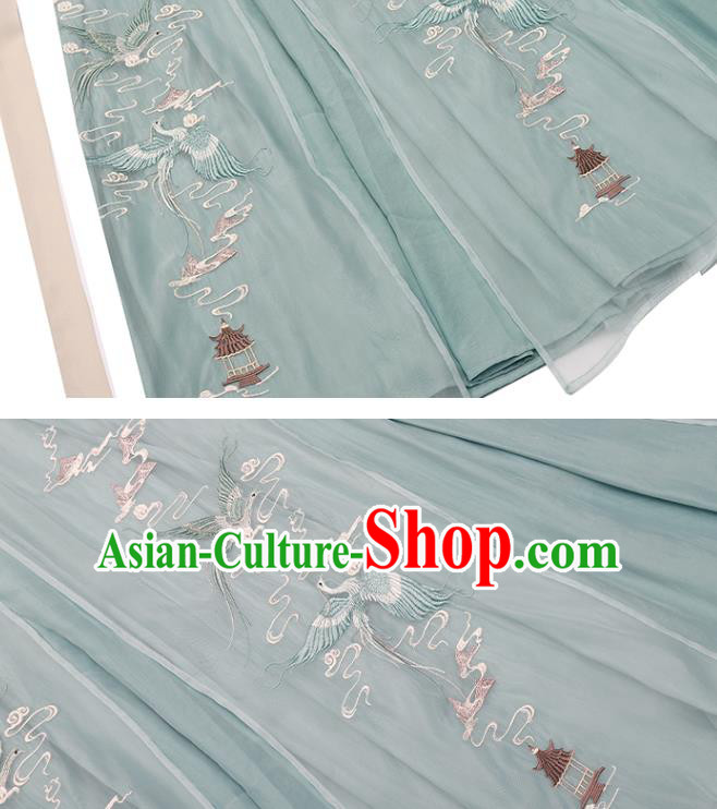 Chinese Traditional Jin Dynasty Embroidered Blue Hanfu Dress Garment Ancient Royal Princess Historical Costumes for Women