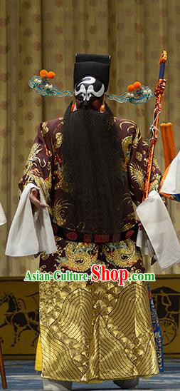 Da Long Pao Chinese Peking Opera Jing Apparels Costumes and Headpieces Beijing Opera Painted Face Garment Official Bao Zheng Clothing