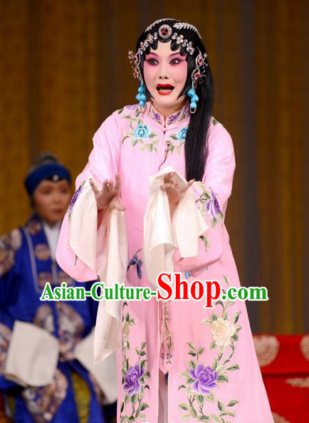 Chinese Beijing Opera Diva Jin Yunu Garment Costumes and Hair Accessories Traditional Peking Opera Hua Tan Dress Actress Pink Apparels