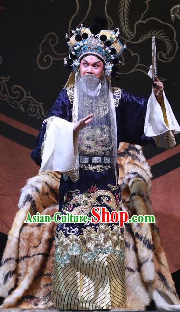 Chinese Peking Opera Old Man Apparels Costumes and Headpieces Beijing Opera Laosheng Garment King Clothing