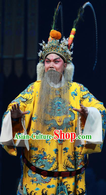 Xiang Lian Case Chinese Peking Opera King Apparels Costumes and Headpieces Beijing Opera Elderly Male Garment Lord Wu Sangui Clothing