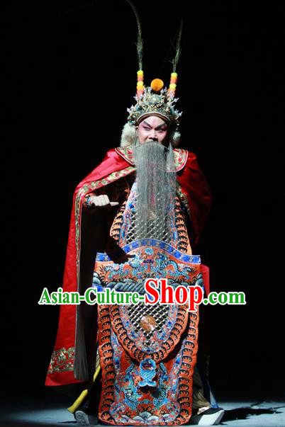 Xiang Lian Case Chinese Peking Opera Lord Wu Sangui Apparels Costumes and Headpieces Beijing Opera Elderly Male Garment General Armor Clothing