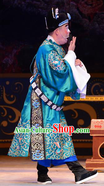 Yu Zhou Feng Chinese Ping Opera Chou Role Garment Costumes and Headwear Pingju Opera Official Apparels Clothing