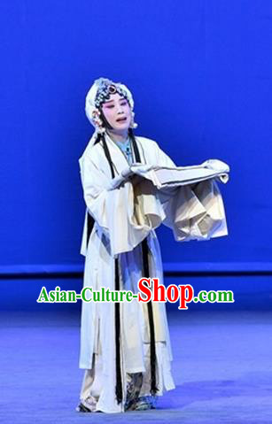 Chinese Beijing Opera Distress Maiden Garment Ming City Wall Costumes and Hair Accessories Traditional Peking Opera Actress Dress Widow Apparels