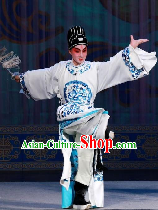 Hua Long Dian Jing Chinese Peking Opera Xiaosheng Apparels Costumes and Headpieces Beijing Opera Young Male Garment Scholar Ma Zhou Clothing