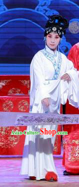 Chinese Beijing Opera Village Girl Zhang Siniang Garment Actress Costumes and Hair Accessories Traditional Peking Opera Hua Long Dian Jing Dress Apparels