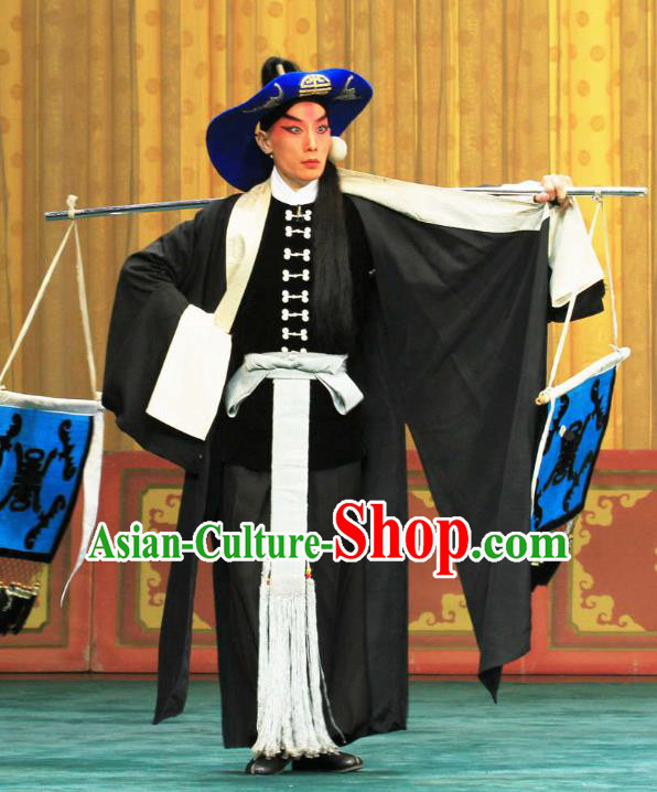 Bai Shui Tan Chinese Peking Opera Swordsman Apparels Costumes and Headpieces Beijing Opera Wusheng Garment Martial Male Clothing