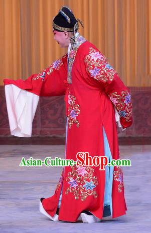 The Jade Hairpin Chinese Peking Opera Bridegroom Apparels Costumes and Headpieces Beijing Opera Xiaosheng Garment Scholar Zhao Qixian Clothing