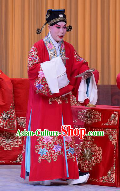 The Jade Hairpin Chinese Peking Opera Bridegroom Apparels Costumes and Headpieces Beijing Opera Xiaosheng Garment Scholar Zhao Qixian Clothing