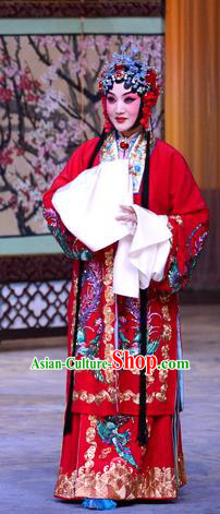 Chinese Beijing Opera Hua Tan Zhang Youzhen Garment Costumes and Hair Accessories The Jade Hairpin Traditional Peking Opera Young Female Red Dress Actress Apparels