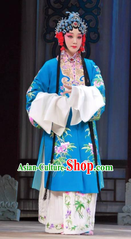 Chinese Beijing Opera Rich Lady Garment Zhang Youzhen Costumes and Hair Accessories The Jade Hairpin Traditional Peking Opera Young Female Dress Hua Tan Apparels