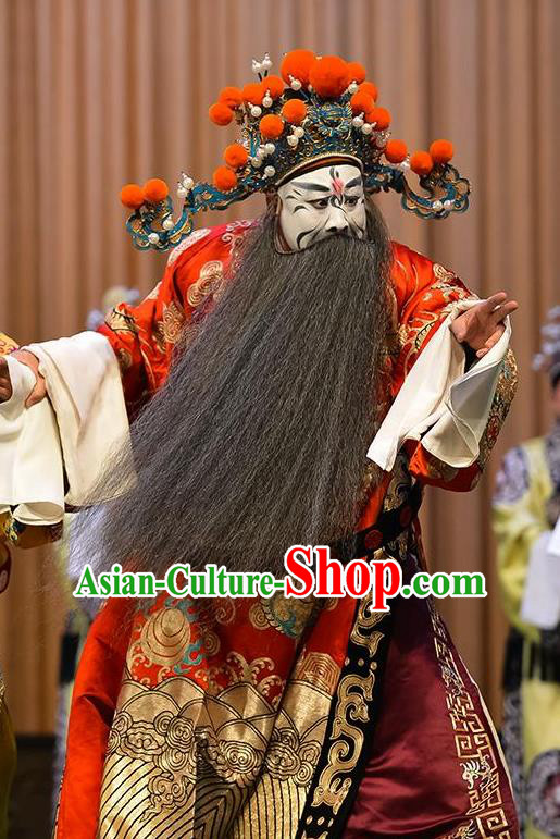 Sun An Dong Ben Chinese Peking Opera Imperial Tutor Apparels Costumes and Headpieces Beijing Opera Elderly Male Garment Official Zhang Cong Clothing