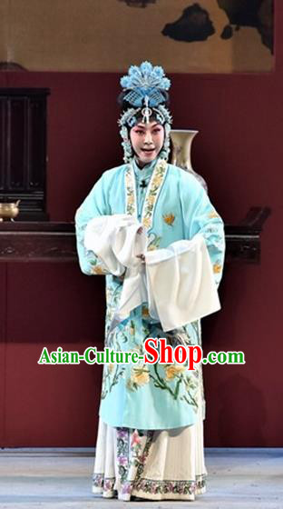 Chinese Beijing Opera Young Female Garment Ming City Wall Costumes and Hair Accessories Traditional Peking Opera Actress Dress Hua Tan Apparels