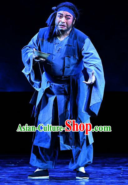 Jin E Chinese Ping Opera Qing Dynasty Pauper Garment Costumes and Headwear Pingju Opera Beggar Apparels Clothing