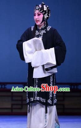 Chinese Ping Opera Tsing Yi Apparels Costumes and Headpieces Shao Gu Ji Traditional Pingju Opera Young Female Black Dress Garment