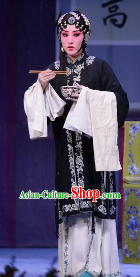 Chinese Ping Opera Tsing Yi Apparels Costumes and Headpieces Shao Gu Ji Traditional Pingju Opera Young Female Black Dress Garment