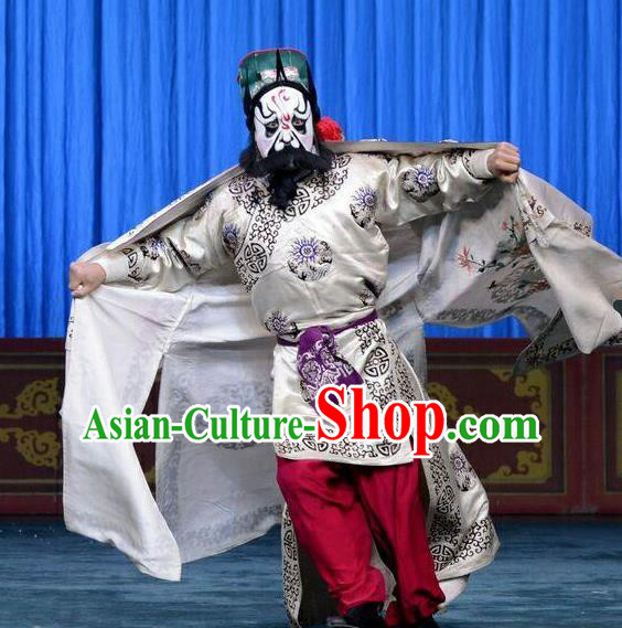 Da Jiu Guan Chinese Peking Opera Bully Jiang Zhong Apparels Costumes and Headpieces Beijing Opera Swordsman Garment Martial Male Clothing