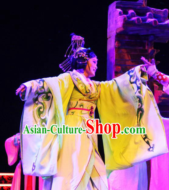 Chinese Beijing Opera Hua Tan Garment Costumes and Hair Accessories Traditional Peking Opera Cao Cao Actress Zhen Fu Dress Apparels