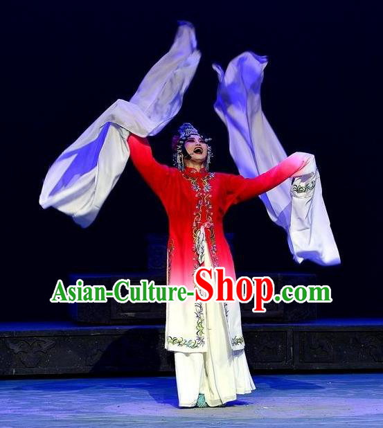 Chinese Ping Opera Diva Jiao Guiying Apparels Costumes and Headpieces Elege for Love Traditional Pingju Opera Distress Maiden Rosy Dress Actress Garment