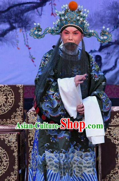Wang Baochuan Chinese Peking Opera Laosheng Apparels Costumes and Headpieces Beijing Opera Elderly Male Garment Prime Minister Wang Yun Clothing