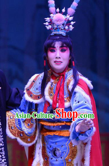 Li Sanniang Chinese Ping Opera Young General Garment Costumes and Headwear Pingju Opera Wusheng Armor Apparels Clothing