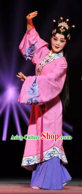 Chinese Beijing Opera Hua Tan Qi Huai Garment Costumes and Hair Accessories Traditional Peking Opera Chang Le Wei Yang Young Mistress Dress Actress Apparels