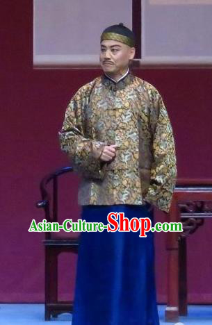 Zhao Yunniang Chinese Ping Opera Republican Period Elderly Male Garment Costumes Pingju Opera Merchant Fu Youyu Apparels Clothing and Hat