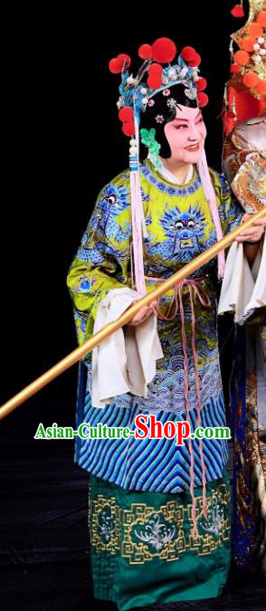 Chinese Sichuan Opera Empress Dowager Garment Costumes and Hair Accessories Traditional Peking Opera Queen Dress Elderly Female Apparels