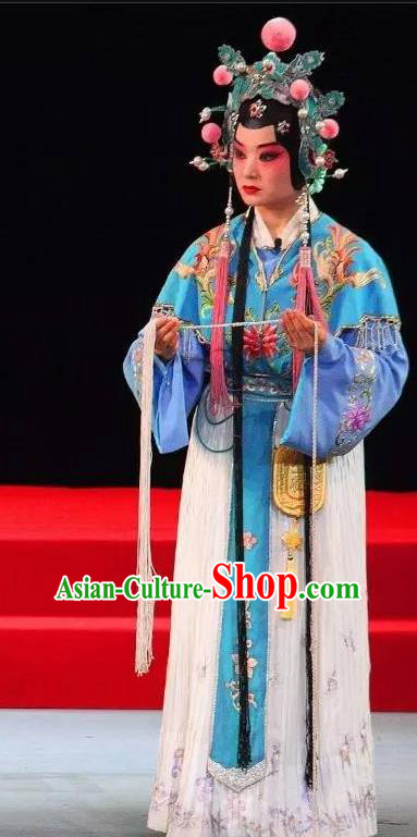 Chinese Sichuan Opera Court Maid Garment Costumes and Hair Accessories Traditional Peking Opera Xiaodan Dress Female Servant Apparels