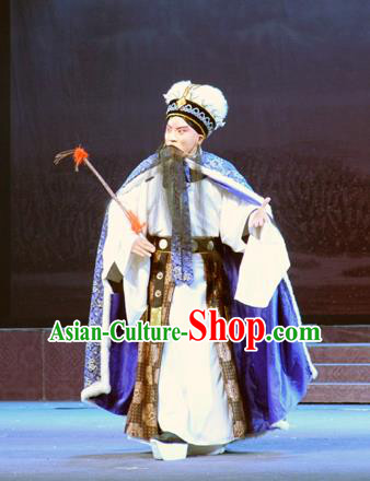 Bei Feng Jin Chinese Peking Opera Elderly Male Apparels Costumes and Headpieces Beijing Opera Laosheng Garment Official Shi Yisheng Clothing