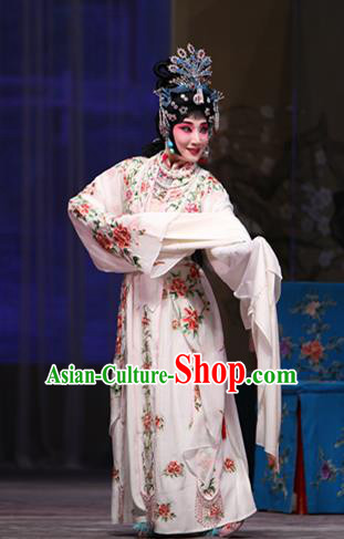 Chinese Beijing Opera Young Female Garment Costumes and Hair Accessories Bei Feng Jin Traditional Peking Opera Actress Dress Diva Zhuo Wenjun Apparels