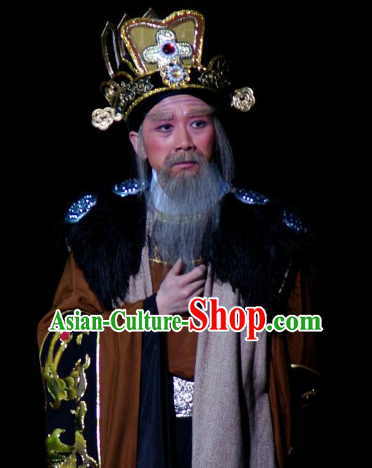 Consort Bai Jie Chinese Peking Opera Elderly Male Apparels Costumes and Headpieces Beijing Opera Laosheng Garment Prime Minister Clothing
