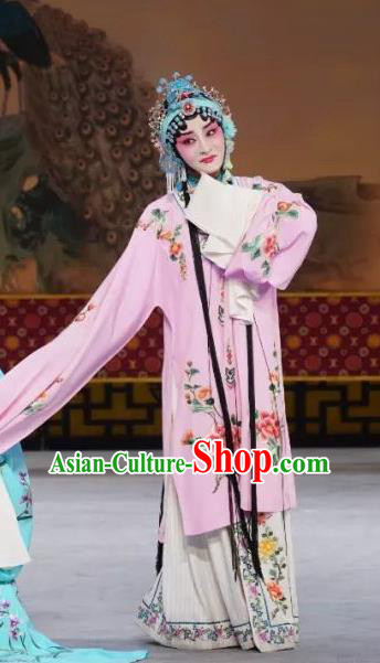 Chinese Beijing Opera Diva Yu Suqiu Garment Costumes and Hair Accessories Traditional Peking Opera Young Lady Dress Actress Apparels