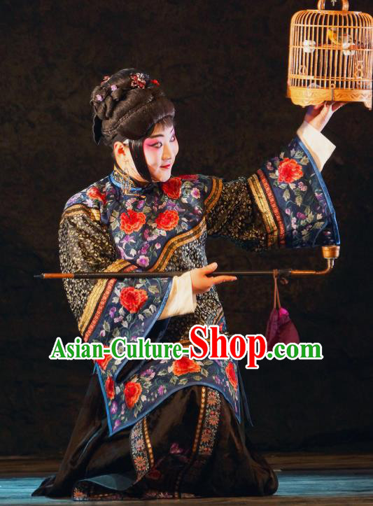 Chinese Beijing Opera Young Mistress Garment Costumes and Hair Accessories Traditional Peking Opera The Golden Cangue Diva Cao Qiqiao Dress Apparels