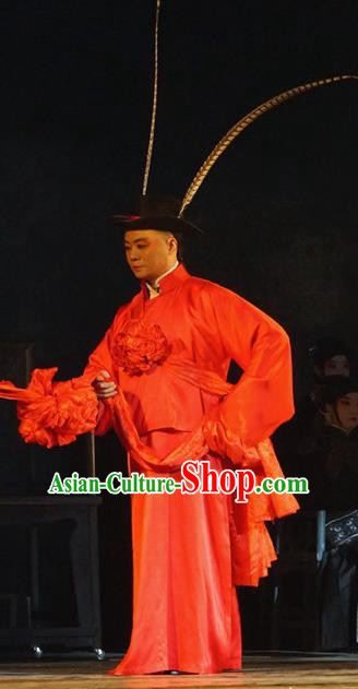 The Golden Cangue Chinese Peking Opera Bridegroom Jiang Changbai Apparels Costumes and Headpieces Beijing Opera Young Male Garment Childe Clothing