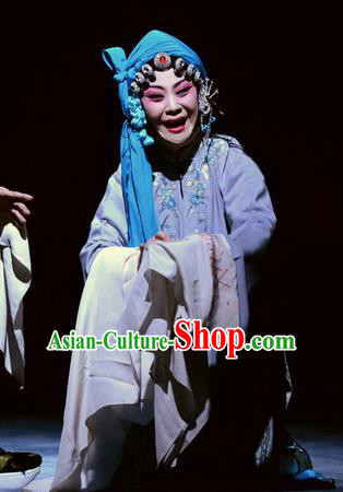 Chinese Ping Opera Tsing Yi Zhou Guiying Apparels Costumes and Headpieces Breeze Pavilion Traditional Pingju Opera Distress Maiden Dress Garment
