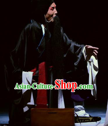 Breeze Pavilion Chinese Ping Opera Elderly Male Garment Costumes and Headwear Pingju Opera Old Servant Apparels Clothing